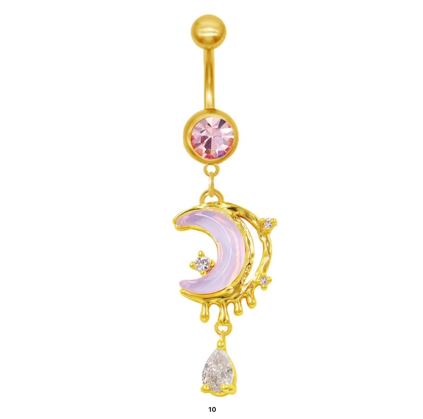 Gold & Pink Belly Piercing Jewelry